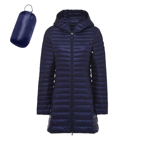 Steppmantel Damen Lang Winterjacke Leicht Daunenjacke Übergangsjacke Mit Kapuze Winter Steppjacke Lang Warm Puffer Jacke Frauen Federleichte Packable Down Jacket Gesteppte Jacke Daunen Ultraleichte von JiJiRuDU