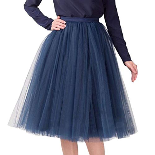 Tüllrock Marine Tüllrock Damen 50Er Rock Retro Ballet Tanzrock 3 Lagig Tüll Ballett Tütü Rockabilly Petticoat Unterrock Tanzkleid Ballkleid Abendkleid Gelegenheit Zubehör Karneval Tutu Cosplay von JiJiRuDU