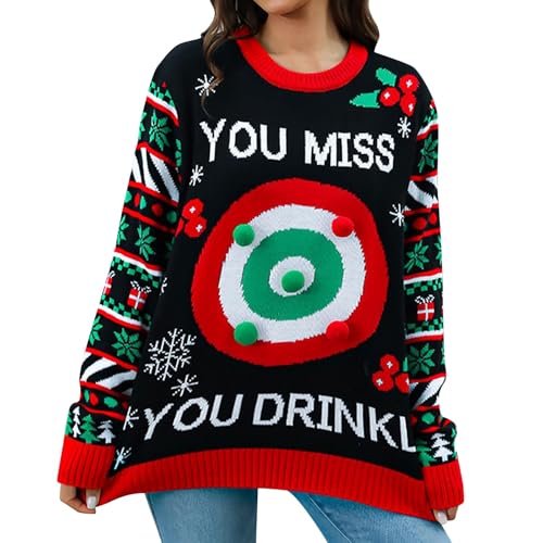 Ugly Christmas Sweater Damen Strick Pullover Druck Weihnachtspullover Lustig Winter Rundhals Langarm Weihnachtspulli Weihnachten Party Gestrickte Jumper Oberteile Ugly Christmas Sweater Damen Strick Pullover Druck Weihnachtspullover Lustig Winter Rundhals Langarm Weihnachtspulli Weihnachten Party Gestrickte Jumper Oberteile von JiJiRuDU
