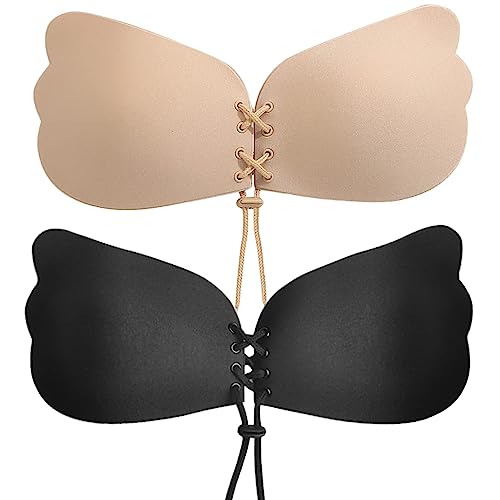 JiJia LeCo Klebe BH Push Up Für Kleine Brüste,Unsichtbarer BH,2 Stück,BH Rückenfrei Abdeckungen für Abendkleid Brautkleid Badeanzug und rückenfreie Kleidung Wiederverwendbare,A von JiJia LeCo