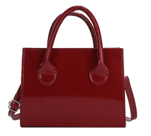 JiJia LeCo Patent Leather Shiny Clutch Bag Mini Shoulder Bag Evening Bag for Women (Wine Red) von JiJia LeCo