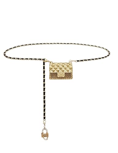 Mini Chain Belt Purse Gold Waist Bag for Women Detachable Fashionable Trendy Fanny Pack for Dresses Jeans, Gold, Mini Purse + 42" Chain von JiJia LeCo