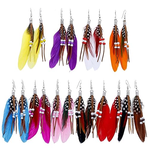 10 Paar Böhmische Feder Ohrringe, Damen Bohemian Fransen Feder Ohrringe Set, Ethnische Lange Bunte Mädchen Fringe Ohrringe für Weihnachten Valentinstag Muttertag Geburtstag Geschenk 10 Paar Böhmische Feder Ohrringe, Damen Bohemian Fransen Feder Ohrringe Set, Ethnische Lange Bunte Mädchen Fringe Ohrringe für Weihnachten Valentinstag Muttertag Geburtstag Geschenk von JiNks