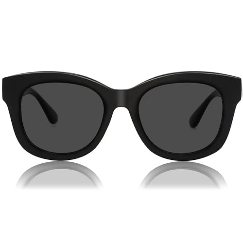 JiSoo Lesebrille Damen/Herren Designer Oversized Leser, Dicke Große Runde Damen Lesebrille, S-schwarz (Lese-Sonnenbrille), 1.5 von JiSoo