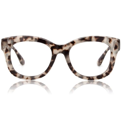 JiSoo Lesebrille Damen Herren Designer Oversized Leser Dicke Große Runde Damen Lesebrille, B-demi grau, 1.5 von JiSoo