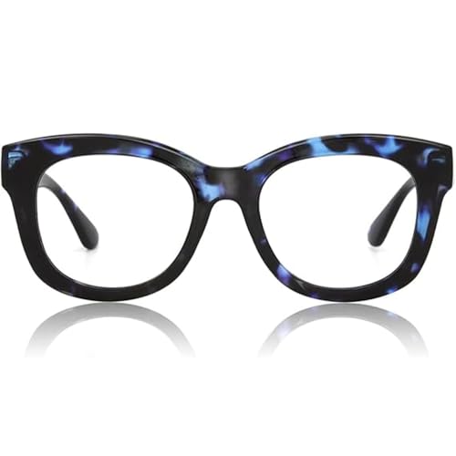 JiSoo Lesebrille Damen/Herren Designer Oversized Lesebrille Dicke Große Runde Damen Lesebrille, C-Demi-Blau, 2.0 von JiSoo