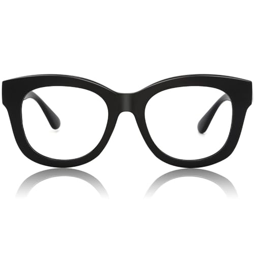 JiSoo Lesebrille Damen/Herren Designer Oversized Lesebrille Dicke Große Runde Damen Lesebrille, E-Schwarz, 1.25 von JiSoo