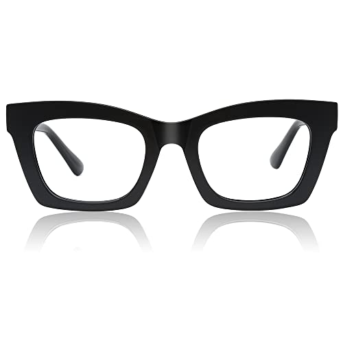 JiSoo Oversized Cat Ete Lesebrille für Frauen, stilvolle Designer-Leser mit großem Rahmen, C-schwarz von JiSoo