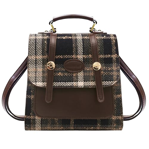 JiaDanweng Damen Rucksack Elegant - Braun Leder Mini Mode Cityrucksack, Wasserdichter Daypack für Frauen - Multifunktionsrucksack Handtasche Klein - Lederrucksack Frauen Kleiner Backpack von JiaDanweng