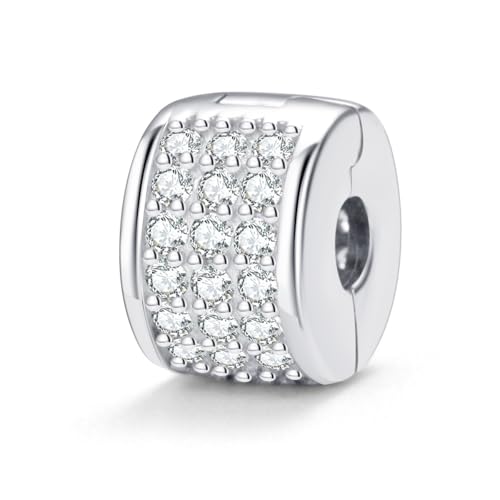925 Sterling Silber Clip Stopper Charm Kristall Charm Spacer Charm Schloss Charm für Pandora Charms Armband von JiaRong Charms