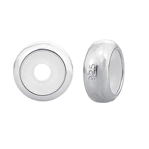 925 Sterling Silber Clip Stopper Charms Rondelle Spacer Bead für Pandora Charm Armbänder (Silber) von JiaRong Charms