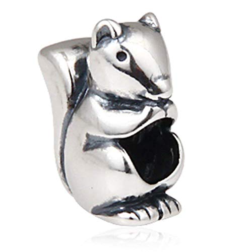 925 Sterling Silber Eichhörnchen-Charm Tier Charm Glücksbringer Geburtstag Jahrestag Charm für Pandora Bettelarmband von JiaRong Charms