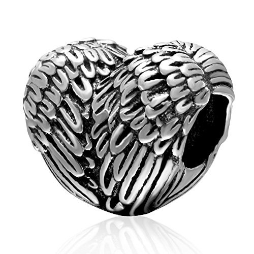 925 Sterling Silber Flügel Charm Feder Charm Herz Charm Engel Charm für Pandora Charm Armband von JiaRong Charms