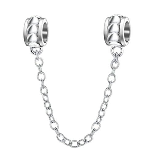 925 Sterling Silber Herz Charm Kette Charm Verschluss Sicherheitsclip Stopper Charm Spacer Charm Jahrestag Charm Geburtstag Charm für Pandora Charms Armband (Silber) von JiaRong Charms