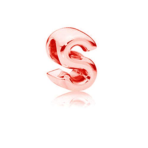 925 Sterling Silber Rose Gold Perlen Alphabet Charms Buchstabe S Charm Jahrestag Charm Wörter Charm für Pandora Charms Armband (S) von JiaRong Charms