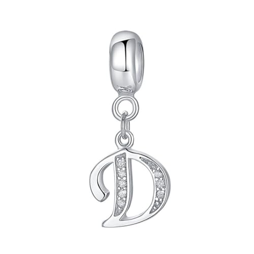 Buchstaben-Charm-Anhänger aus 925er-Sterlingsilber, Alphabet-Charm-Anhänger, D-Charm, für Pandora-Charm-Armbänder von JiaRong Charms