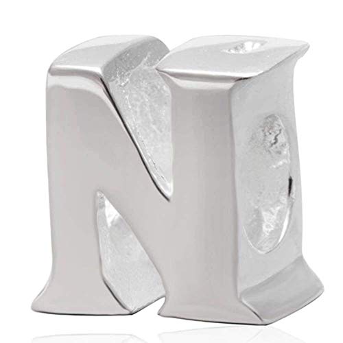 Charm-Anhänger 925er-Sterlingsilber, Buchstabe E, für Pandora-Armbänder N von JiaRong Charms