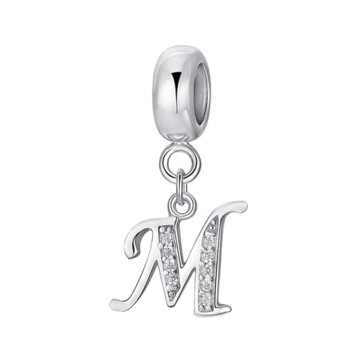 Charm-Anhänger aus 925er-Sterlingsilber, Buchstabe M, für Pandora-Charm-Armbänder von JiaRong Charms