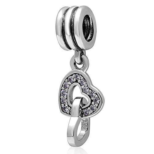 Charm-Anhänger aus 925er-Sterlingsilber, Doppelherz, für Pandora-Charm-Armbänder von JiaRong Charms