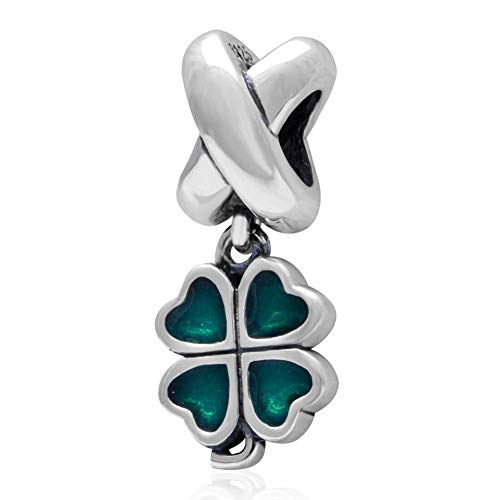 Charm-Anhänger mit vierblättrigem Kleeblatt, 925er Sterlingsilber, für Pandora-Charm-Armbänder Charm-Anhänger mit vierblättrigem Kleeblatt, 925er Sterlingsilber, für Pandora-Charm-Armbänder von JiaRong Charms