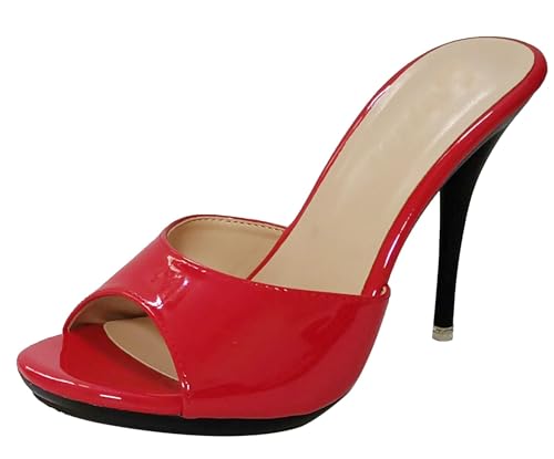 High Heels Pantoletten Stiletto Offene Sommer Mode Party Mules Sandalen(Rot,42 EU) von JiaWell