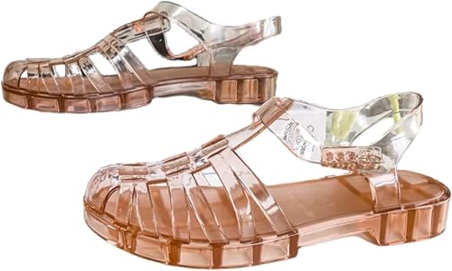 JiaWell Damen-Gummisandalen, Unisex-Kunststoffsandalen, klassische Damenschuhe mit durchsichtiger Schnalle, Strandschuhe aus Kristall(Sandalen2,37 EU) von JiaWell