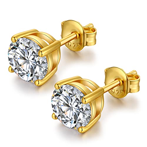 Gelbgold Ohrringe Damen Herren Diamant Ohrringe Herren Ohrstecker Silber 925 Gelbgold Diamant Ohrringe Silber Ohrstecker für Damen CZ Ohrringe Zirkonia Ohrstecker Diamant Herren Ohrstecker 6mm JiaYang von JiaYang