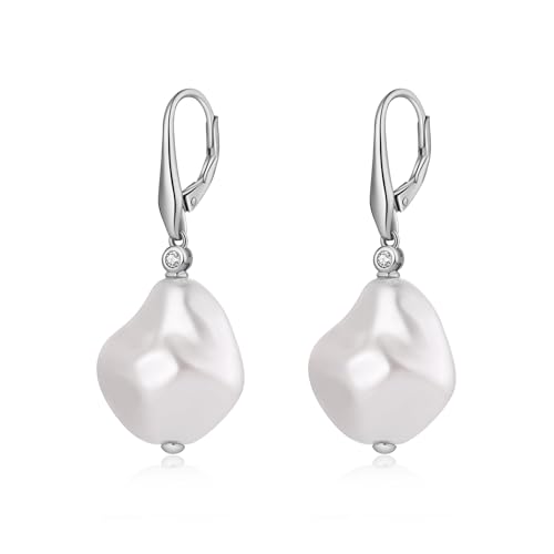 JiaYang Silber Perle baumeln Ohrringe für Frauen 925 Sterling Silber kubischer Zirkonia Barocke Perlen Ohrringes mit Fischhaken, CZ Diamant Perlenohrringe feinen Schmuck für Frauen JiaYang Silber Perle baumeln Ohrringe für Frauen 925 Sterling Silber kubischer Zirkonia Barocke Perlen Ohrringes mit Fischhaken, CZ Diamant Perlenohrringe feinen Schmuck für Frauen von JiaYang