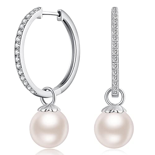 Jiayang Perlen Ohrringe Damen 925 Sterlingsilber Zuchtperlen Creolen Ohrringe Geschenkidee für Sie von JiaYang