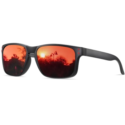 Jiaanle Sonnenbrille für Herren Polarisiert - Retro Sonnenbrille fur Angeln Autofahren Verspiegelt Rote von Jiaanle