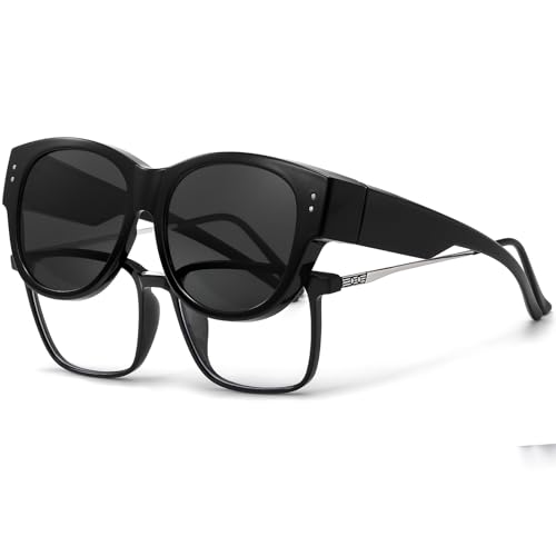 Jiaanle Überzieh Sonnenbrille für normale Brille，Damen Polarisierte Sonnenbrille fur Brillenträger（Unisex von Jiaanle