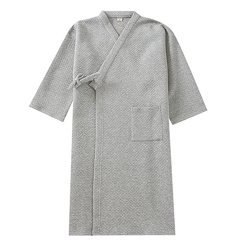 Bademantel Herren Kimono Morgenmantel Waffel Pique Schlafanzug Lang Baumwolle Unisex Leichter Sauna Japanischer Dünner Bademantel Pullover Sommer Leicht Saunakilt Schlafanzug Kurz Handtuch Poncho von Jiabing