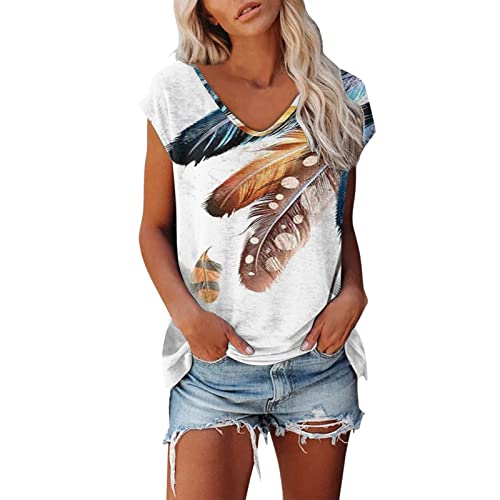 Damen Tshirt Kurzarm, Shirt Damen Elegant ärmellose T-Shirt Tops Oberteile Frauen Schwarz Kleidung Frau Sommer Shirts Top Damen V-Ausschnitte Tshirt Casual Rundhals Klamotten Teenager Mädchen von Jiabing