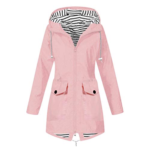 Jiabing Damen Regenmantel Lang Regenjacke Wasserdicht Winddicht Übergangsjacke Hooded Regen Jacke Leicht Atmungsaktiv Windjacke Windbreaker Outdoorjacke Outwear von Jiabing