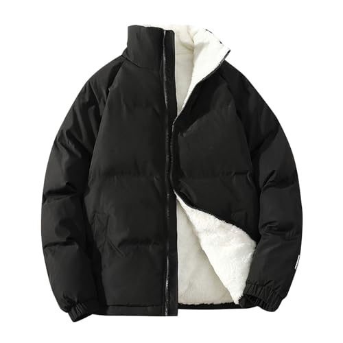 Jiabing Herren Steppjacke Übergangsjacke Jacke mit Stehkragen Einfarbige Warme Gefüttert Jacke Reißverschluss Winterjacke Winddichte Jacke Parka Warme Daunenjacke Perfekt Freizeit Outdoor von Jiabing