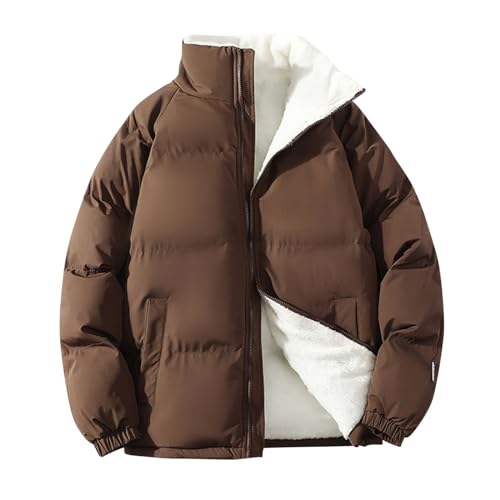 Jiabing Herren Steppjacke Winddichte Jacke für Männer Einfarbige Warme Gefüttert Jacke mit Stehkragen Warme Reißverschluss Winterjacke Übergangsjacke Parka Daunenjacke perfekt Freizeit Outdoor von Jiabing