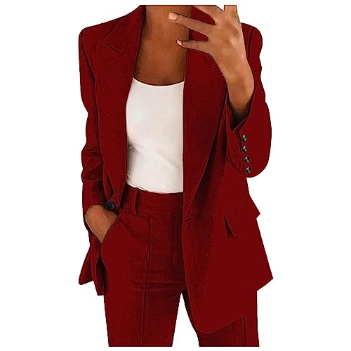 Jiabing Hosenanzug Damen Elegant Business Anzug Set 2-Teilig Slim Fit Blazer Hose Outfit Freizeitanzug Mode Formell Anzugjacke Longblazer Anzughose Business Arbeitsanzug Professionelle Kleidung von Jiabing