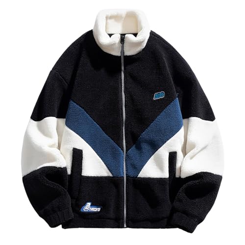 Jiabing Teddyfleece Jacke Herren Sherpa Jacke Fleecejacke Stehkragen Warm Winter Weich Übergangsjacke Vintage Jacke Plüschjacke Winterjacke Patchwork Teddy Fleece Oberbekleidung mit Reißverschluss Jiabing Teddyfleece Jacke Herren Sherpa Jacke Fleecejacke Stehkragen Warm Winter Weich Übergangsjacke Vintage Jacke Plüschjacke Winterjacke Patchwork Teddy Fleece Oberbekleidung mit Reißverschluss von Jiabing