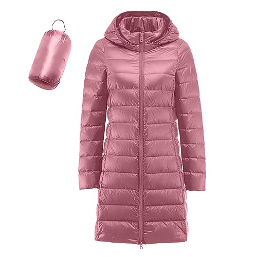 Jiabing Winterjacke Damen Daunenjacke Lang Parka Mantel Steppmantel Wintermantel mit Kapuze Winter Warm Winddicht Jacke Outdoorjacke Steppjacke Steppmantel Übergangsjacke Herbstjacke von Jiabing