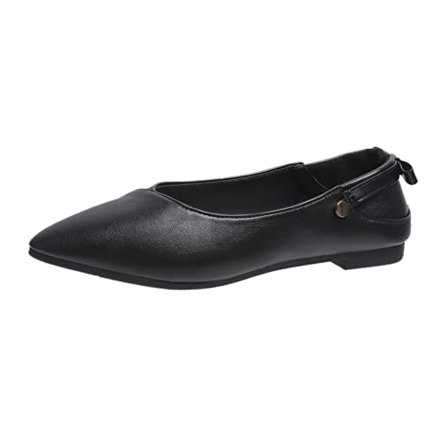 Lulupi Damen Ballerinas Modisch Spitz Slip-On Mary Jane Schuhe Frauen LäSsig Flache Ballerinas Dolly Schuhe mit KnöChelriemen Größe 40 von Jiabing