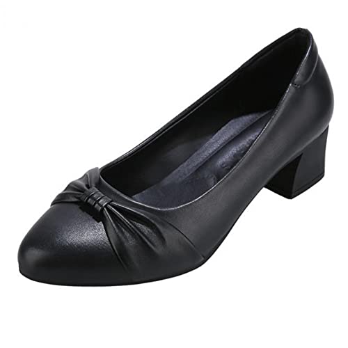 Lulupi Frauen Pumps mit Niedrigem Mittelhohem Blockabsatz für Damen Klassischer Slip-On Runde Zehen Ballerinas Elegantes Bürokleid klobiger Absatz Größe 40 von Jiabing