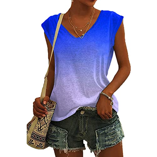 Shirt Damen Elegant ärmellose T-Shirt Tops Oberteile Frauen Schwarz Kleidung Frau Sommer Shirts Top Damen V-Ausschnitte Tshirt Casual Rundhals Klamotten Teenager Mädchen von Jiabing