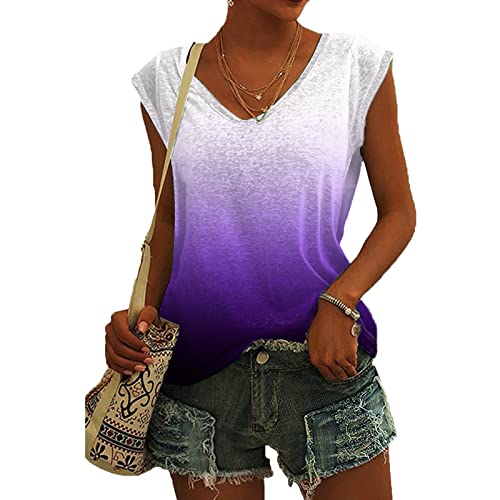 Shirt Damen Elegant ärmellose T-Shirt Tops Oberteile Frauen Schwarz Kleidung Frau Sommer Shirts Top Damen V-Ausschnitte Tshirt Casual Rundhals Klamotten Teenager Mädchen von Jiabing