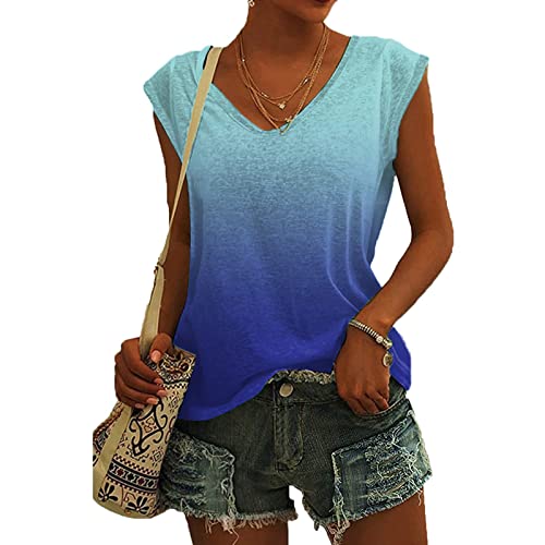 Shirt Damen Elegant ärmellose T-Shirt Tops Oberteile Frauen Schwarz Kleidung Frau Sommer Shirts Top Damen V-Ausschnitte Tshirt Casual Rundhals Klamotten Teenager Mädchen von Jiabing