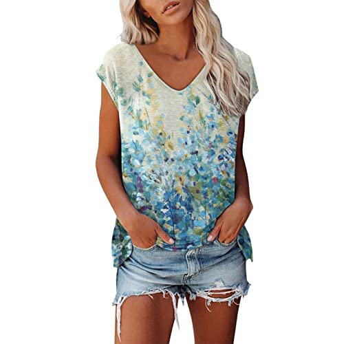 Shirt Damen Elegant ärmellose T-Shirt Tops Oberteile Frauen Schwarz Kleidung Frau Sommer Shirts Top Damen V-Ausschnitte Tshirt Casual Rundhals Klamotten Teenager Mädchen von Jiabing