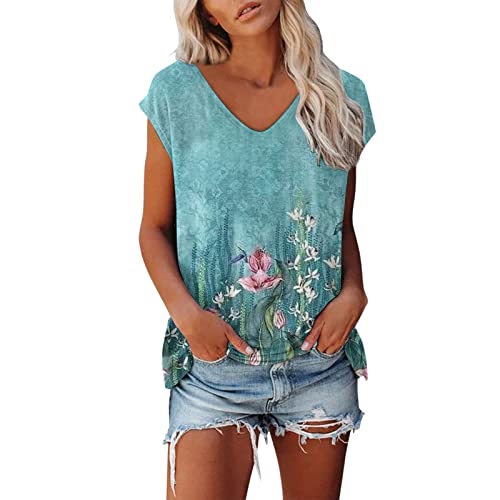 Shirt Damen Elegant ärmellose T-Shirt Tops Oberteile Frauen Schwarz Kleidung Frau Sommer Shirts Top Damen V-Ausschnitte Tshirt Casual Rundhals Klamotten Teenager Mädchen von Jiabing