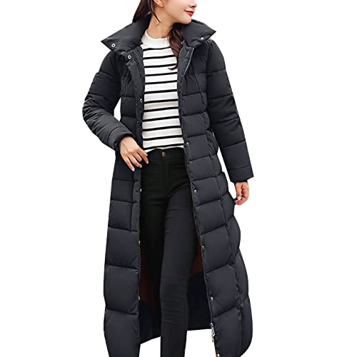 Winterjacke Damen Lang Leichte Daunenjacke Lang Winterparka Lightweight Steppjacke Steppmantel Übergangsjacke Winter Warme Gefüttert Federleichte Dünne Daunenmantel Puffer Mantel Down Jacket von Jiabing