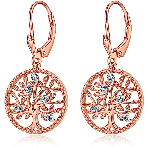 Baum des Lebens Ohrringe für Damen, 925 Sterling Silber Ohrringe Hängende mit Zirkonia Kristall Schmuck für ihre Damen Mutter von Jiahanzb