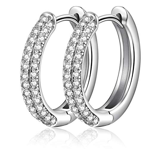 Creolen Silber Damen Ohrring 925 Sterling Silber Creolen mit AAA Zirkonia von Jiahanzb