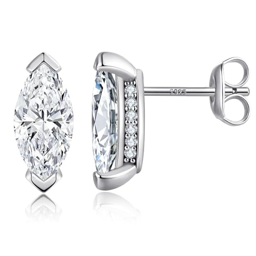 Jiahanzb Damen Cubic Zirkonia Ohrstecker 925 Sterling Silber Marquise CZ Simulierte Diamant Ohrstecker Ohrringe Hypoallergenes Zirconia Schmuck Geschenke für Damen Herren 5MM von Jiahanzb